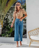 Advbridge Summer Jeans Summer Denim Trousers New Versatile High Waist Wide Leg Jeans Trousers for Women Pockets Washed Denim Pants