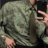 Advbridge Mens Shirt Floral Mature Style Shirt American Retro Niche Nightclub Performance Temperament Long-Sleeve Top Men'S Clothing 2024