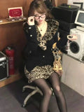 Advbridge Leopard Cardigan Women Japanese Gyaru V-neck Long Sleeve Streetwear Slim Sexy Cardigan Sweater Y2k Vintage Top Autuam