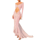 ADVBRIDGE  -  Women's Autumn and Winter New Retro Style Lace Spliced Hollow Hot Girl Dress Elegant Sexy Party Dress Club Clothing