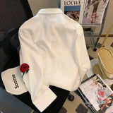 Advbridge Men‘s Wintern outfits New Spring and Autumn Fashionable Temperament Romantic Three-dimensional Rose Men's Casual Loose Design Sense Niche Shirt Advbridge Men‘s Wintern outfits