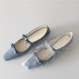 ADVBRIDGE  -  French Square Bow Single Shoes for Women with Low Heels and Shallow Mouth with A Straight Cut and Temperament Mary Jane Shoes