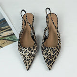 ADVBRIDGE  -  Luxury Brand Women Low Heels Shoes Leopard Print Comfort Work Slingback Footwear Summer Fashion Pointed Lady Mules Sandals