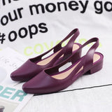 Advbridge Jelly Elegant Sandals Women Pointed Toe Chunky Med High Heels Flip Flops Slingback Casual Candy Skidproof Beach Shoes Female New