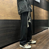 Advbridge Trousers Black Men's Jeans with Pockets Straight Man Cowboy Pants Soft Xs Y2k Streetwear Loose Vintage Clothes 2000s Trend