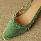ADVBRIDGE  -  Women's leather slingback 5.5cm round med heel pointed toe sandals elegant ladies slim daily summer dress pumps shoes