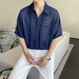 Advbridge Men Sexy Perspective Lace Thin Shirt Genderless 2024 Summer New Fashion Nightclub Temperament Versatile Short Sleeve Tops Unisex