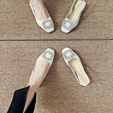 Advbridge Closed Toe Sandals Female Shoe All-Match 2024 Women's Med Clear Heels Girls Bow New Medium Comfort Beige Block Square Summer Ret