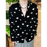 ADVBRIDGE  -  Love Pattern Long-sleeved Shirt Men's Fashionable Casual Drooping Free-iron Ice Silk Shirt Thin