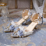Advbridge Handmade Lolita shoe flower wedding Lolita pointed KL Versailles high heels