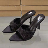 ADVBRIDGE  -  Summer Ladies Sandals Pointed Open Toe High Heels Party Stilettos PVC Transparent Luxury Shining Diamond Woman Mules Shoes