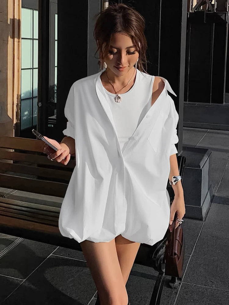 Advbridge Oversized Shirts Dress Women 2024 New Fashion Baggy Turn Collar Cover-up Femme Casual Loose Holiday Beach Dresses Womens