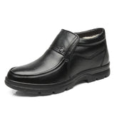 Advbridge Genuine Leather Shoes Men Winter Boots Warm Cotton Cold Winter Cow Leather Male Footwear Black Ankle Boots A1883