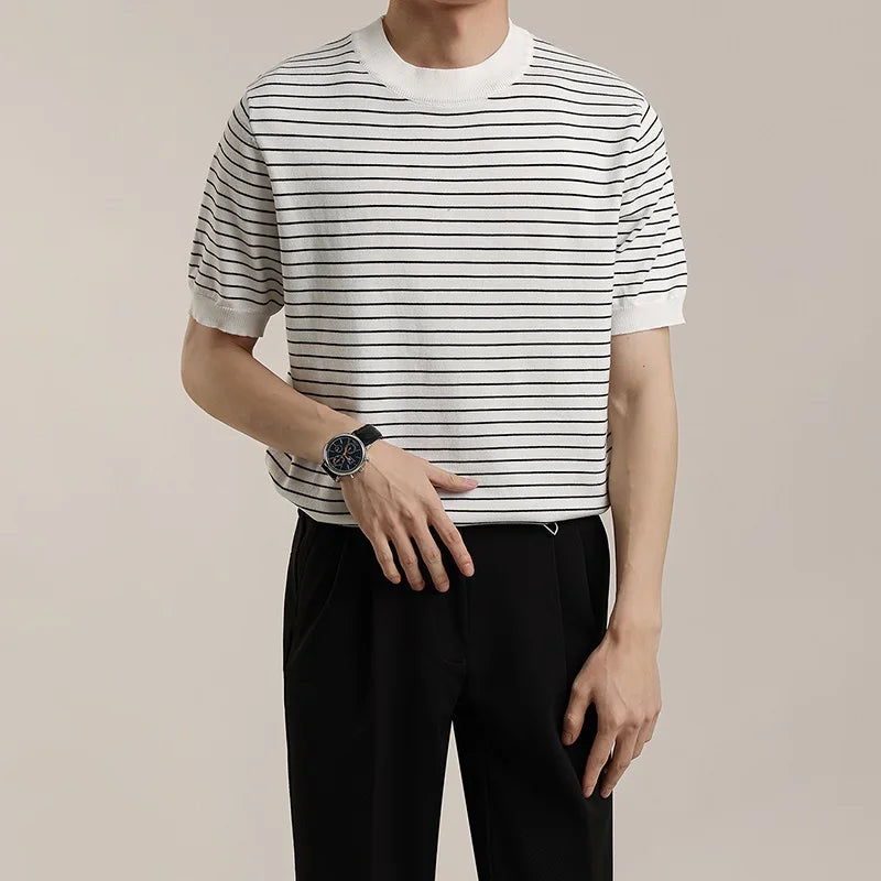 ADVBRIDGE  -  Outfit Striped Contrast Male T-Shirts Graphic Cool Tee Shirt High-Quality Oversized Comfortable T Shirt Comfort Soft Q274