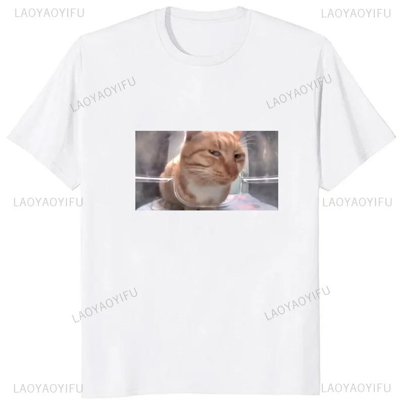 Advbridge Funny Kawaii Cat Meme Graphic Couples T Shirt Dance Happy Cartoon Casual Fashion Women Tshirt Loose Soft Harajuku Man T-shirt