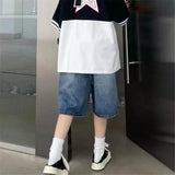 Advbridge High Street Retro Blue Jean Shorts Women Summer Hip Hop Baggy Wide Leg Denim Half Pants Fashion Streetwear Y2k Clothing Oversize