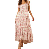 ADVBRIDGE  -  y2k Floral Dress Women Sexy Tie-Shoulder Sleeveless Multi-Layered Ruffled Trim Smocked A Line Dress Beach Party Dresses