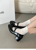 Advbridge Elegant Mary Jane Pumps Woman High Heels Shoes Leather Casual Shoes Women Square Heeled Shoes Ladies Sweet Style Lolita Shoes
