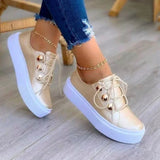 ADVBRIDGE  -  White Shoes Women 2025 Fashion Round Toe Platform Shoes Size 43 Casual Shoes Women Lace Up Flats Women Loafers Zapatos Mujer