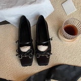 Advbridge Women Pumps Square Heels New Fashionable French Style Girl Bow Versatile Pig Nose Princess Single Shoes Woman Shoe Brown
