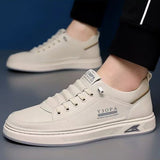 ADVBRIDGE  -  Leather Casual Shoes for Men Breathable White Sneakers Fashion Driving Walking Tennis Shoes for Male Italian Office Flats Shoes