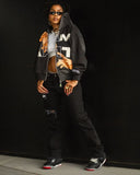 Advbridge  American Trendy Brand Fashion Letter Palm Print Oversized Hoodie Men Y2k Street Retro Casual Loose Zipper Sweatshirt Women