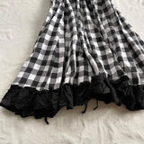 ADVBRIDGE  -  Hot Girl Chic Y2k Loose Plaid Black Dress Women Gothic Vintage Sexy Sling Summer Off Shoulder Dresses Hepburn Retro A-line Dress