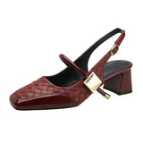 ADVBRIDGE  -  Square toe high-heeled shoes new summer magic buckle straight strap back empty single shoes thick heel toe sandals