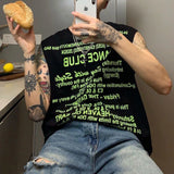 Advbridge New Summer Vest Hooded Sleeveless T-Shirt Boys Print Graffiti Punk Rock Tide Brand Loose Sweater Hip-hop Hoodie Vest