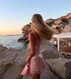 ADVBRIDGE  -  Sexy Sequined Mini Dress 2 Piece Skirt Sets 2025 Women Clothes Sexy Crop Tops Nightclub Tassel Sequin Dress 2 Piece Set Outfits