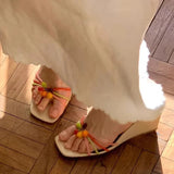 ADVBRIDGE  -  Summer Wedges Slippers For Women Fruit Narrow Band Designer Sandal Female Mules Slides Shoes Fashion Square Toe High Heels