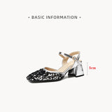 Advbridge Fashion Sequin Bling Bling Ankle Strap Women Slingback Glitter Sandals Square Toe Block High Heels Ladie Party Wedding Shoes 48