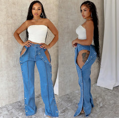 Advbridge Jeans Women Denim Pant Long Pants Slim Fit Tight High Waist Solid Casual Regular Button Pocket Sexy Trousers Summer 2024