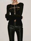 Advbridge See Through Sexy Black Gothic Tshirts Y2k Aesthetic Cross Gauze Patchwork Women Tees Casual Grunge Harajuku T-shirt Femme