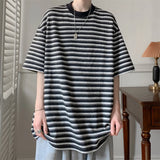 ADVBRIDGE  -  Male Striped Printing Men T Shirts Clothes Fashion Loose Tops Creativity Casual T Shirt Pattern Loose T Shirts 2025 Q222
