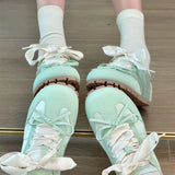 ADVBRIDGE  -  Mint Mambo Womens Shoes Original Ballet Casual Breathable Womens Casual Shoes Cute Bow Comfortable Lace Lady Shoes