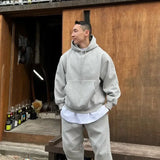 Advbridge Men‘s Wintern outfits Hooded Sweatshirt Men's Autumn Winter Velvet Two-piece Set American Oversize Loose Casual Sweatpants Suit Aesthetic Streetwear Advbridge Men‘s Wintern outfits