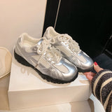 ADVBRIDGE  -  Summer New Color Breathable Soft Sole Comfortable Women Shoes Crescent Insole Height Lace Pearl Casual Sneakers