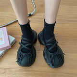 Advbridge Women Chunky Mary Jane Shoes Women Vintage Platform Sports Shoes Fashion Shallow Bowknot Platform Casual Shoes Ballerina Shoe