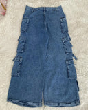 Advbridge Street Vintage New Fashion Multi-pocket Heavy Washing Baggy Jeans Women Y2K Harajuku Gothic College Popular Casual Wide Leg Pant