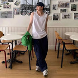 ADVBRIDGE  -  Men's T-shirts Sleeveless 2025 Summer Niche Design Loose Round Neck Trendy Solid Color Simple Male Clothing Tank Tops