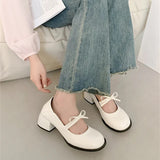 Advbridge Elegant Mary Jane Pumps Woman High Heels Shoes Leather Casual Shoes Women Square Heeled Shoes Ladies Sweet Style Lolita Shoes