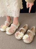 Advbridge French Style Sweet Single Shoes Women Summer Casual New Flat Mary Jane Shoes Female Gentle Late Floral Soft Sole Bean Shoes