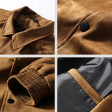 Advbridge Men's New Spring Faux Suede Jacket Street Lapel Tooling Style Coat Stand-up Collar Fashion Casual Harajuku Version Vintage