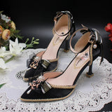 Advbridge Starry Lolita Handmade Lo Shoes Silver Shimmering Pointed High Heels Wedding Shoes Bride's Shoes Floral Wedding Shoes
