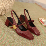 ADVBRIDGE  -  Square toe high-heeled shoes new summer magic buckle straight strap back empty single shoes thick heel toe sandals