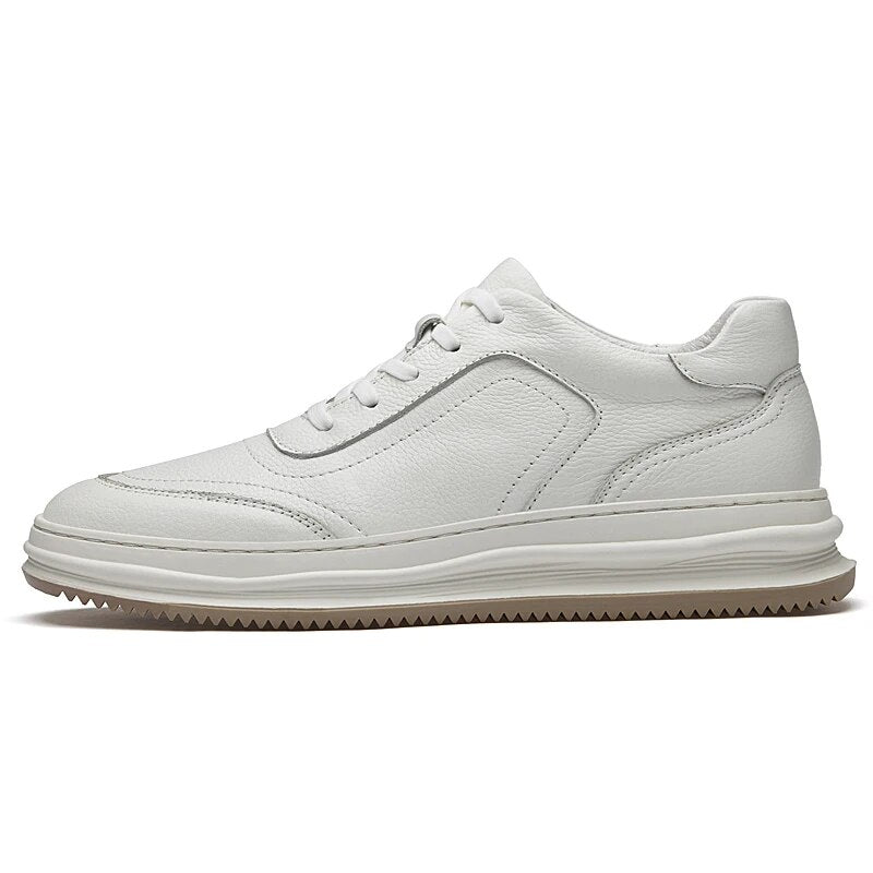 Advbridge New Cow Leather Men Casual Shoes Fashion Sneakers Men Shoes Genuine Leather White Shoes