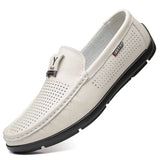 ADVBRIDGE  -  Casual Leather Shoes for Men Spring\summer Hollowed Out New Leather Men's Set Shoe Light Soft Flat Bottomed Mens Leather Shoes