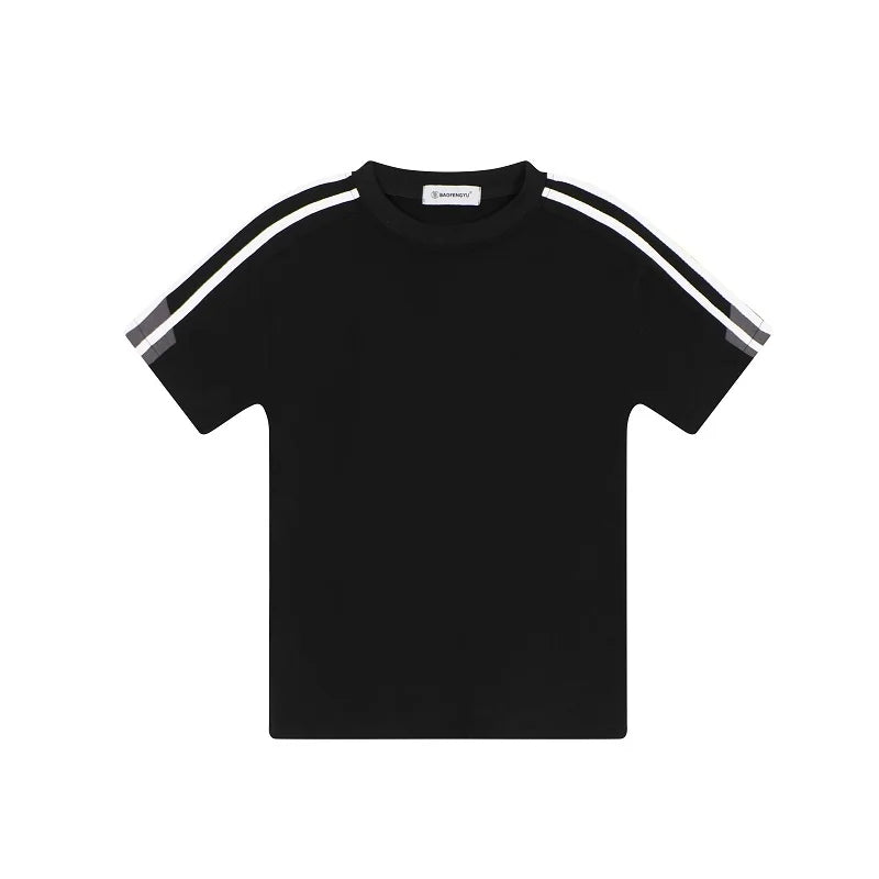 Advbridge Summer Contrast Color Men's Short Style T-shirt Round Neck Short Sleeve Personality Elastic Slim Male Top 2024 New Trend