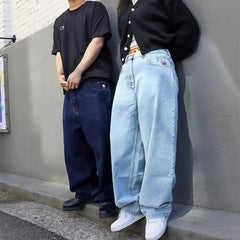 Advbridge Y2k Vintage Baggy Jeans Women Hip Hop Cartoon Graphic Embroidery Streetwear Pants Harajuku Oversize Straight Trousers Man